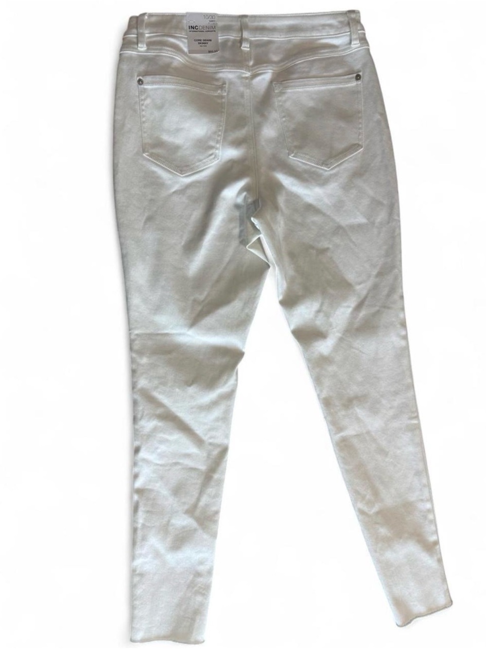 NWT INC Denim White Mid Rise Skinny Jeans Curvy 10/30 Distressed Knee - Picture 2 of 12